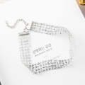 Ladies Simple Temperament Joy Super Flash Mesh Sequins Necklace Clavicle Chain(Silver)
