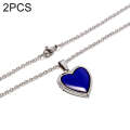 2 PCS MN4008 Heart Photo Box Pendant Temperature Sensitive Discoloration Necklace Jewelry