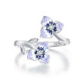BSR451-E Sterling Silver S925 White Gold Plated Zircon Pansy Ring