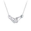 BSN337 Sterling Silver S925 White Gold Plated Holding Hand Line Necklace