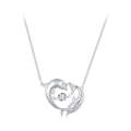 BSN340 Sterling Silver S925 White Gold Plated Zircon Cute Dolphin Necklace