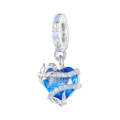 SCC2535 S925 Sterling Silver Necklace Pendant Accessories Blue Magic Heart Shape DIY Bracelet Beads