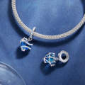 SCC2535 S925 Sterling Silver Necklace Pendant Accessories Blue Magic Heart Shape DIY Bracelet Beads