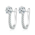 BSE856 Sterling Silver S925 White Gold Plated Simple Zircon Earrings