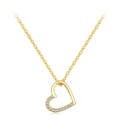 SCN347-B Sterling Silver S925 Zircon Simple Fashion Hollow Heart Shape Necklace(Gold)