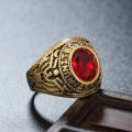 Retro Round Gemstone Carved Soldier Army Military Titanium Steel Ring for Men, US Size: 7, Diamet...