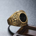Retro Round Gemstone Carved Soldier Army Military Titanium Steel Ring for Men, US Size: 10, Diame...