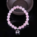 Fashion Jewelry Accessory Garnet Beads Bracelet (Pink Crystal & Cat)