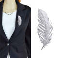 Simple Lady Feather Pattern High-grade Platinum Suits Corsage Brooch