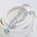 Fashion 12 Constellation Crystal Bracelets Gold-plated Anti-allergy Bracelet Jewelry(Baby Blue)