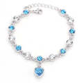 Fashion 12 Constellation Crystal Bracelets Gold-plated Anti-allergy Bracelet Jewelry(Baby Blue)