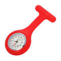 Portable Silicone Nurse Round Quartz Wristwatch Watch with Pin(Red)