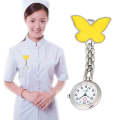 Butterfly Style Portable Alloy Nurse Round Quartz Wristwatch Watch with Pin(Yellow)