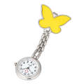 Butterfly Style Portable Alloy Nurse Round Quartz Wristwatch Watch with Pin(Yellow)