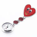 Smile Style Portable Alloy Nurse Round Quartz Wristwatch Watch with Pin(Red)