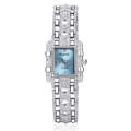 Square Dial Stainless Steel Strap Quartz Watch(Blue)