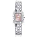 Square Dial Stainless Steel Strap Quartz Watch(Pink)