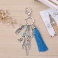 2 PCS Simple Fashion Wool Tassel Dream Catching Keychain(Blue)