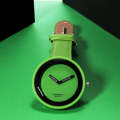 Simple Style Round Dial Matte Leather Strap Quartz Watch for Men / Women(Green)