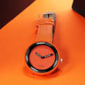 Simple Style Round Dial Matte Leather Strap Quartz Watch for Men / Women(Orange)