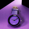 Simple Style Round Dial Matte Leather Strap Quartz Watch for Men / Women(Purple)