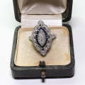 Women Sapphire Rhinestone Engagement Ring, Ring Size:6