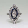 Women Sapphire Rhinestone Engagement Ring, Ring Size:7