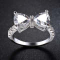 Female Fashion Lovely Bowknot Design Zircon Ring, Ring Size:10