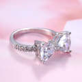 Female Fashion Lovely Bowknot Design Zircon Ring, Ring Size:10