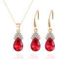 Fashion  Ladies Crystal Zircon Drop Necklace Earring Set(Red)