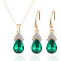 Fashion  Ladies Crystal Zircon Drop Necklace Earring Set(Green)