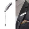 Cute Leaf Feather Needle Pin Brooch(Silver)