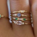 4 PCS Women Vintage Bohemian Crystal Zircon Ring Set, Ring Size:8