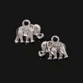 24 PCS Zinc Alloy Antique Silver Elephant DIY Charms Pendants