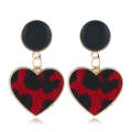 Imitation Velvet Heart Geometric Leopard Drop Earrings For Women(red)