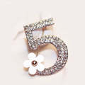 Digital 5 Small Flower Individual Creative Brooch(Rose Gold White)