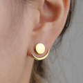 Trendy Crescent Moon Cute Ear Jackets Geometric Round Stud Earrings for Women, Metal Color:Silver