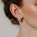Heart Seed Drop Earrings Zircon Fashion Stud Earrings, Metal Color:rose gold