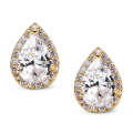 Heart Seed Drop Earrings Zircon Fashion Stud Earrings, Metal Color:gold