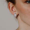 Heart Seed Drop Earrings Zircon Fashion Stud Earrings, Metal Color:White