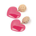 Peach Heart Earrings Retro Series Acrylic Stud Earrings for Women(Red pink)