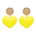 Peach Heart Earrings Retro Series Acrylic Stud Earrings for Women(Yellow)