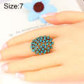 Women Charms Bohemia Jewelry Antique Resin Ethnic Rings, Ring Size:7(Blue)