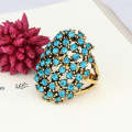 Women Charms Bohemia Jewelry Antique Resin Ethnic Rings, Ring Size:7(Blue)