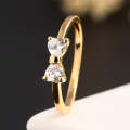 3 PCS Women Fashion Crystal Bowknot Cubic Zirconia Rings(gold)