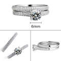 Silver Double Zircon Wedding Rings Set, Ring Size:11