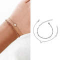 2 Sets Women Minimalist Small Love sharp Link Chain Bracelets(silver)