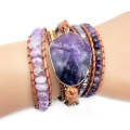 Women Handmade Boho Natural Amethyst Bracelet(Purple)