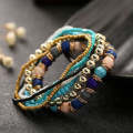 Women Four Seasons Bohemian Multi-layer Beaded Elastic Bracelet(light blue)