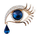 Fashion Angel Tears Brooch Pin  Eyelash Corsage(Golden white diamond blue eyes)